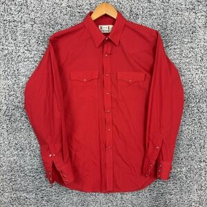 Vintage H Bar C Shirt Mens 16.5 35 Large Western Pearl Snap Made USA Ranchwear